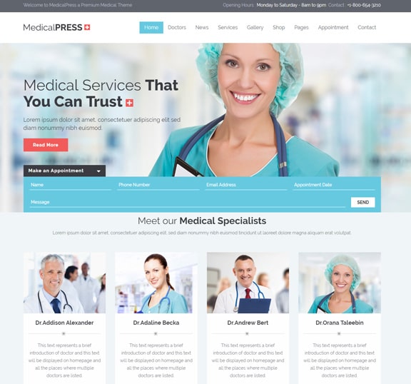 medical center website design service